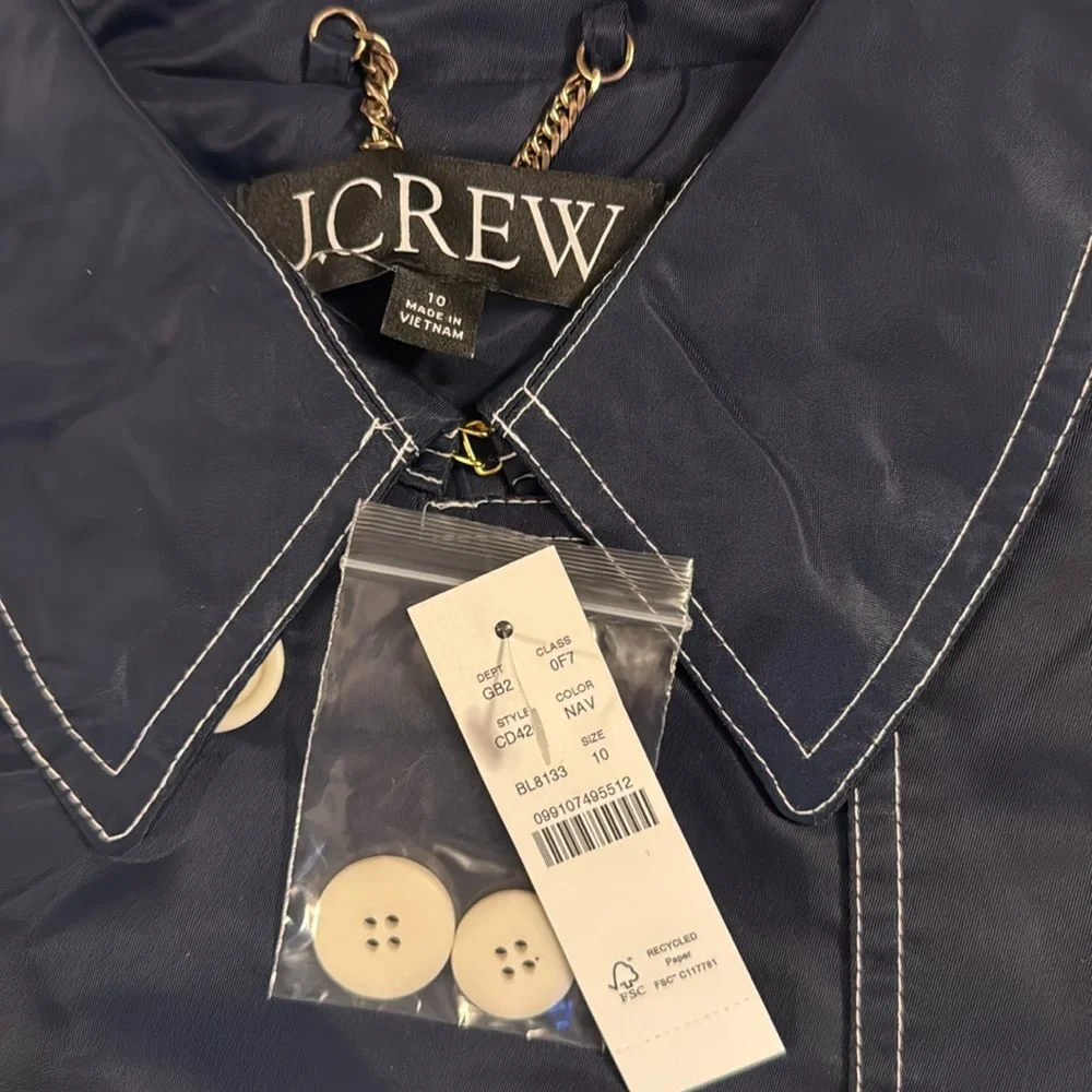 J.Crew Relaxed trench coat in lightweight shiny nylon CD420